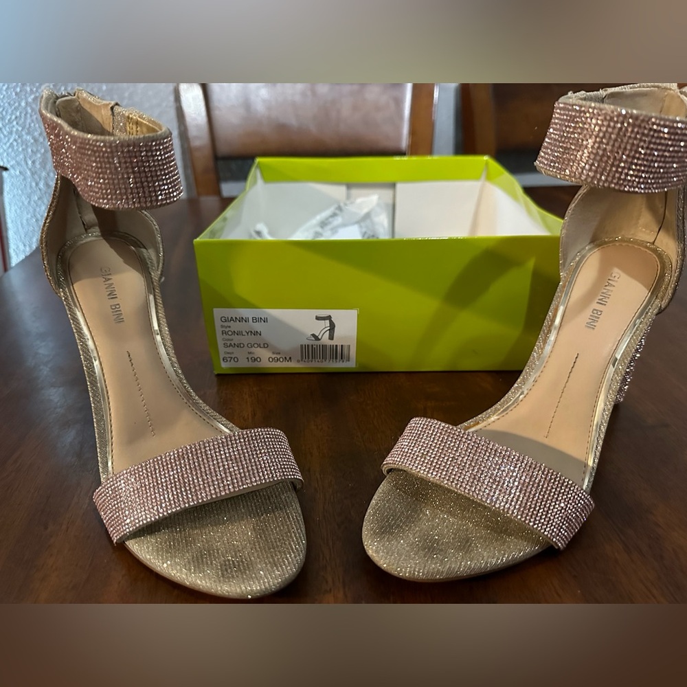 Gianni Bini Rose Gold sequin stud heels